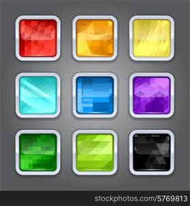 Set of backgrounds with metal border for the app icons.
