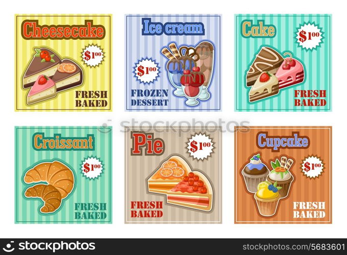 Set of baking menu card. vector illustration