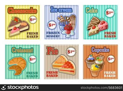 Set of baking menu card. vector illustration