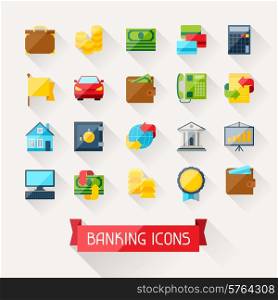 Set of banking icons in flat design style.