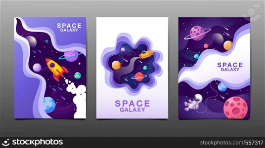 set of banner templates. universe. space. space galaxy, design. vector illustration