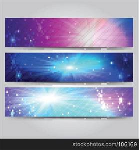 Set of banner with light rays. Set of blue and light banner with rays,vector templates