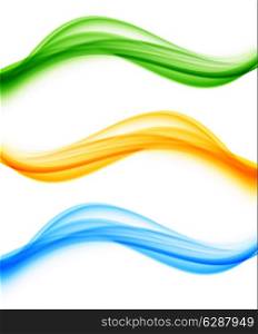 Set of banners in blue orange green colors