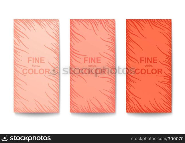 Set of banners in trendy colors. Abstract quirky pattern with wavy sprouts. Vector template. Trendy banners design