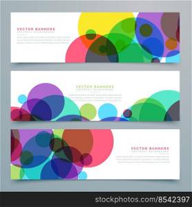 set of banners with abstract colorful circles