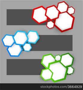 Set of banners with hexagons. Abstract illustration
