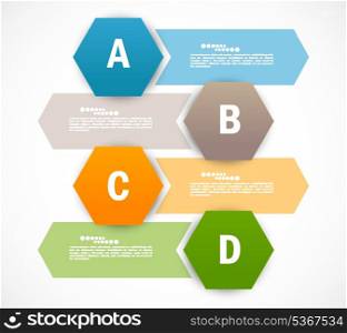 Set of banners with hexagons. Infographic design with alphabet.