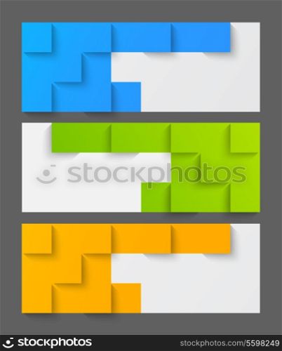 Set of banners with squares