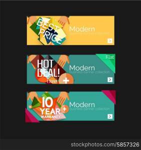 Set of banners with stickers, labels and elements for sale. Vector illustration