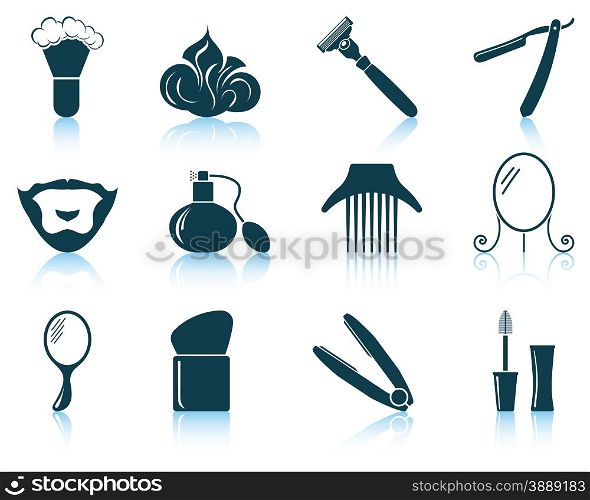 Set of barber icons. EPS 10 vector illustration without transparency.