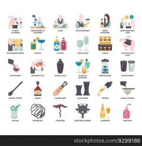 Set of bartender thin line icons for any web and app project.