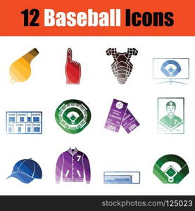 Set of Baseballl icons. Gradient color design. Vector illustration.