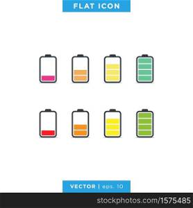 Set of Battery Icons Vector Flat Design