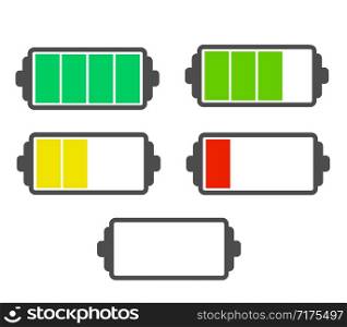 Set of battery symbol with different charge vector illustration