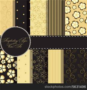set of beaautiful vector gold and black paper for scrapbook
