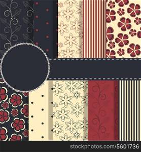 set of beaautiful vector red and blue paper for scrapbook