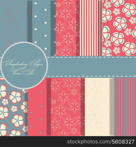 set of beaautiful vector red and blue paper for scrapbook