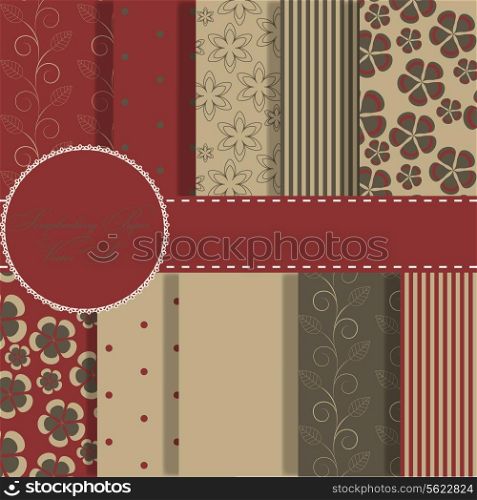 set of beaautiful vector red and blue paper for scrapbook