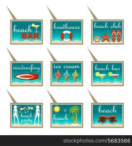 Set of beach map pointers. vector