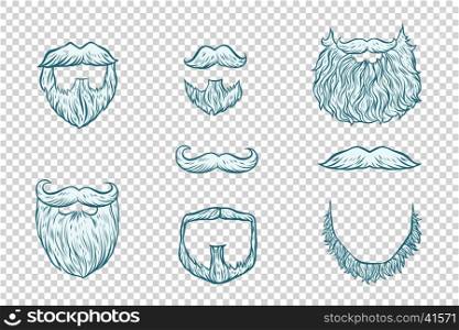 Set of beard and mustache Santa Claus. Pop art retro illustration. New year and Christmas. Facial hair men. Set of beard and mustache Santa Claus