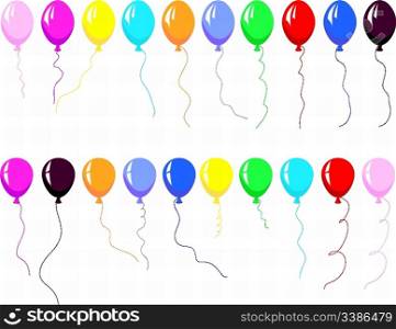 Set of beautiful colour balloon in the air. Vector illustration.