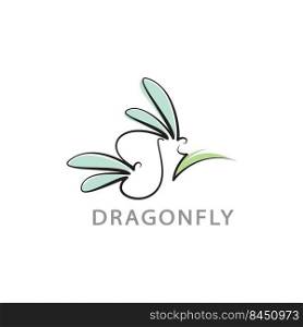 Set of Beautiful logo icon dragonfly,Stylized image of Dragonfly logo template,Dragonfly tattoo,Dragonfly line art on white backgrond Vector illustration
