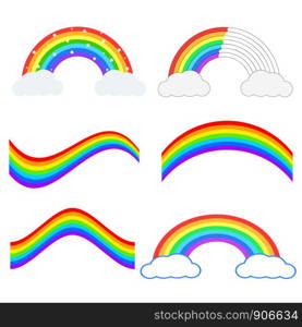 Set of beautiful rainbow illustration. Vector icon.