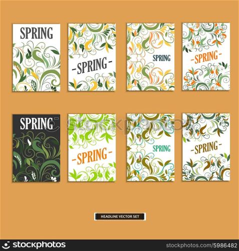 Set of beautiful spring prints for design.. Set of beautiful spring prints for design