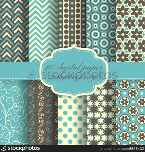 Set of Beautiful Vector Paper For Scrapbook.(can be repeated and scaled in any size)