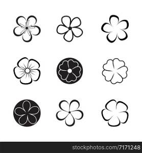Set Of Beauty plumeria icon flowers design illustration Template