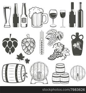 Set of beer and wine labels design elements. Logo,badge or label design template.
