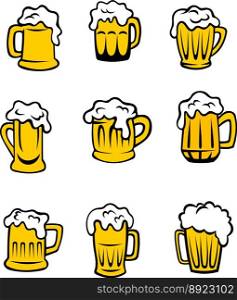 Set of beer glasses vector image