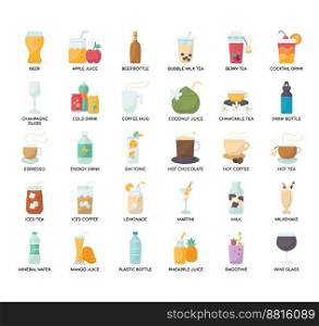 Set of Beverage thin line icons for any web and app project.