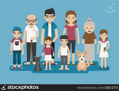 Set of big happy family character , eps10 vector format