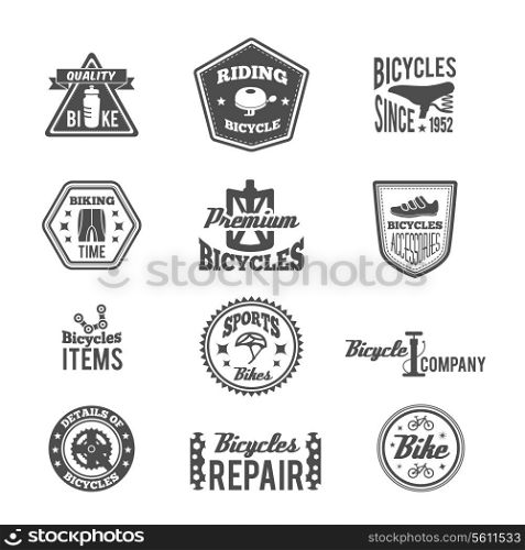 Set of bike helmet sport equipment in monochrome style label isolated on white vector illustration