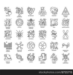 Set of Biochemistry Genetics thin line icons for any web and app project.
