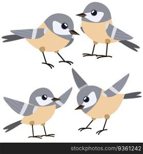 Set of Bird. Wild animal. Winged songbird. Cartoon flat illustration. Set of Bird. Wild animal. Winged songbird.