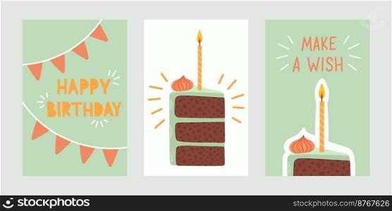 Set of birthday greeting cards design. Vector illustration eps 10