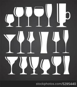 Set of Black Alcoholic Glass Silhouette Vector Illustration EPS10. Set of Black Alcoholic Glass Silhouette Vector Illustration EPS1