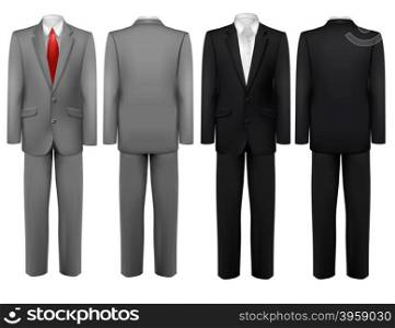 Set of black and grey suits. Vector.