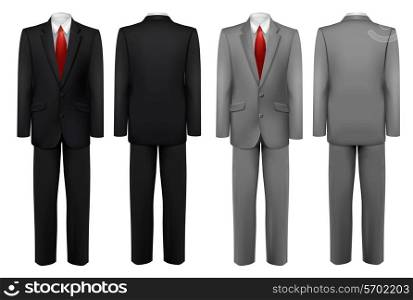 Set of black and grey suits. Vector.