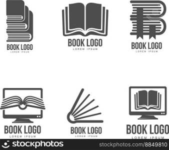 Set of black and white book logo designs vector image