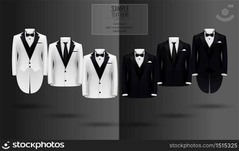 Set of black and white suits.Vector illustration