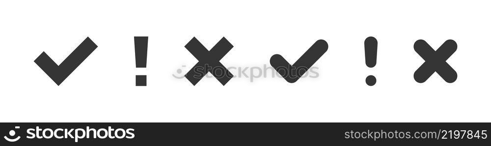 Set of black check marks. Vote symbol tick. Approved or confirmation icons. Vector images