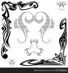 Set of black elements Tribal tattoo