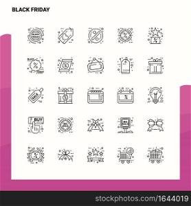 Set of Black Friday Line Icon set 25 Icons. Vector Minimalism Style Design Black Icons Set. Linear pictogram pack.