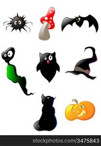 set of black glossy halloween icons