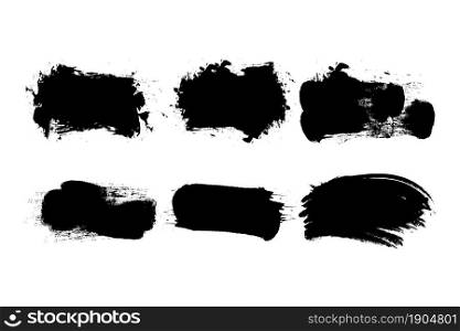 Set of black grunge brush strokes.