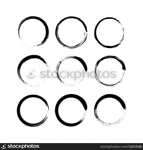 Set of black grunge circle brush. Vector stock illustration. Set of black grunge circle brush. Vector stock illustration.