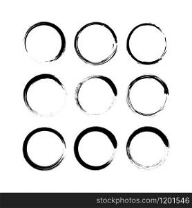 Set of black grunge circle brush. Vector stock illustration. Set of black grunge circle brush. Vector stock illustration.